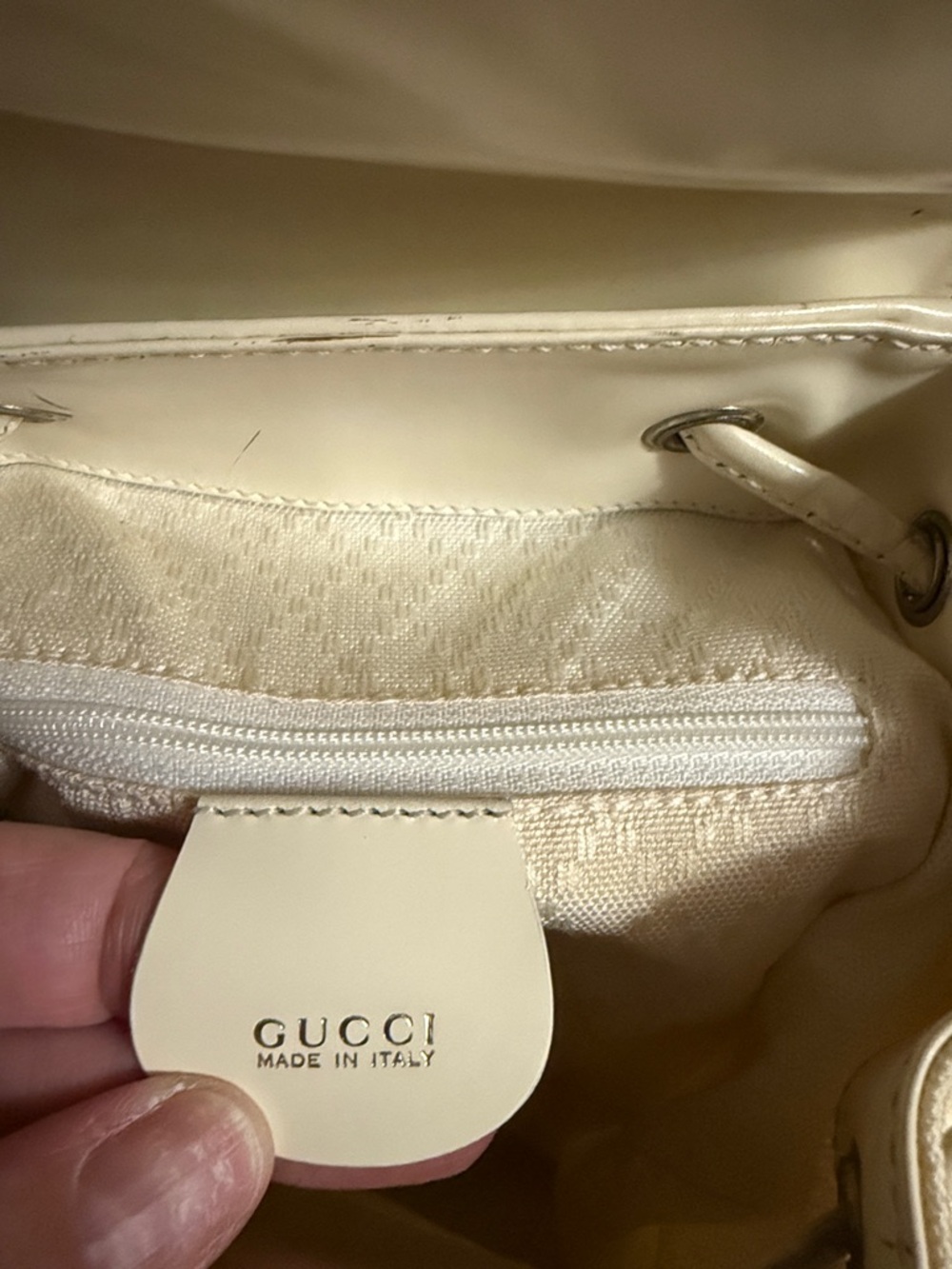 Gucci Cream Canvas and Leather Backpack with Bamboo Toggle - Picture 4 of 7